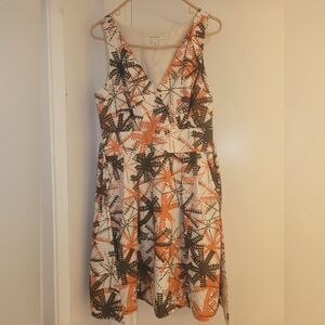 Banana Republic Sleeveless V-Neck Knee Length Dress, Pink and Brown